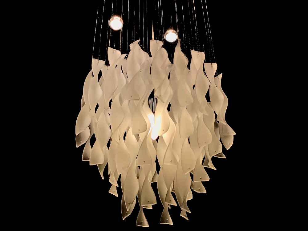 Frosted Spiral 5 Light Crystal Pendant